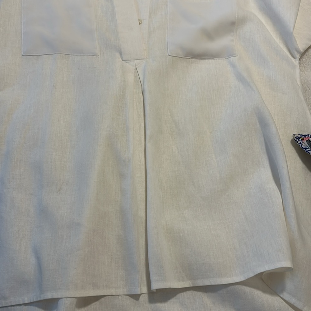 Anne Klein High Low Long Tunic Linen/Cotton Blend Oversized Small - Picture 6 of 9